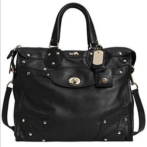 Coach Rhyder 33 Black Leather Satchel with Shoulder Strap